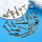 Youdiyla 80pcs Alloy Ancient Cyan Father's Day Series New Tool Set Pendant Jewelry Making DIY Keychain Earrings Pendant Various Design Charms for Jewelry Making Bracelets Necklace (SN901) - color: SN901