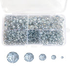 1000pcs Glass Beads for Jewelry Making, 2/4/6/8/10mm Crystal Beads Faceted Briolette Crystal Glass Beads for DIY Craft, Rondelle Spacer Beads for Bracelets Necklaces (Blue Grey) - color: Blue Grey
