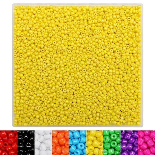 IOOLEEM Yellow Seed Beads - 4000+ pcs 3mm Glass Beads for Jewelry Making, Bracelets - color: Yellow, size: 3mm / 4000pcs