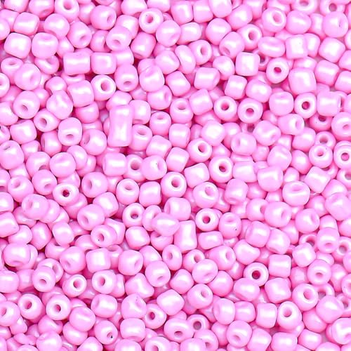 2000pcs Glass Seed Beads Bulk, 4mm 6/0 Mini Pony Spacer Small Individual Color Seed Beads for DIY Bracelet Necklaces Wrist Jewelry Making, Light Pink - color: Light Pink