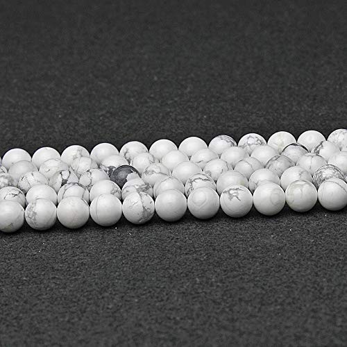 MJDCB AAAA Natural Stone Beads White Howlite Turquoise Round Loose Beads for Jewelry Making 15" (12mm) - color: White Howlite, size: 12mm