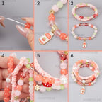SUNNYCLUE 1 Box About 390Pcs 4 Sets Bracelet Making Kit Strawberry Bracelet Kits Polymer Clay Glass Fruit Flower Wire Beads Sets for Jewelry Making Adults Supplies Women Beginners Adults Starter - style: Strawberry