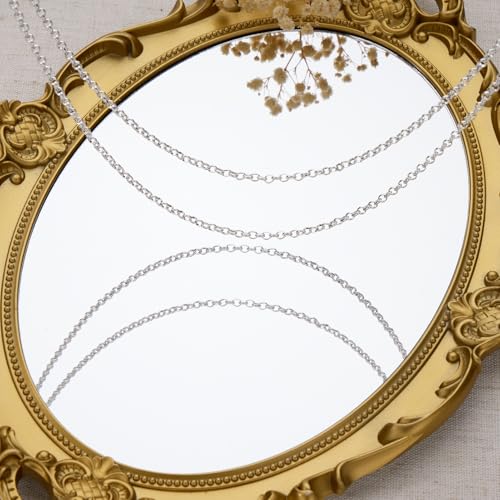 GTVOODX 16.4Feet Silver Chain for Jewelry Making Stainless Steel Rolo Link Cable Chains Bulk for Necklace Jewelry Accessories DIY Making - color: Silver Rolo Chains