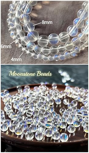 3Pcs Healing Crystal Turquoise Bracelets for Women Men 8mm 6mm 4mm Natural Stone Beaded Stretch Bracelet Jewelry Gifts for Women Girl - color: T3-Moonstone