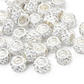 50 PCS Large Hole Beads Rhinestone European Bead Crystal Charm Spacer Rhinestone Beads for Pens Making Bulk Beadable Pens Jewelry Making Supplies DIY Crafts Bracelet(Silver, 12mm) - color: Silver