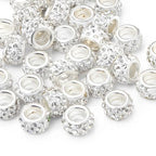 50 PCS Large Hole Beads Rhinestone European Bead Crystal Charm Spacer Rhinestone Beads for Pens Making Bulk Beadable Pens Jewelry Making Supplies DIY Crafts Bracelet(Silver, 12mm) - color: Silver