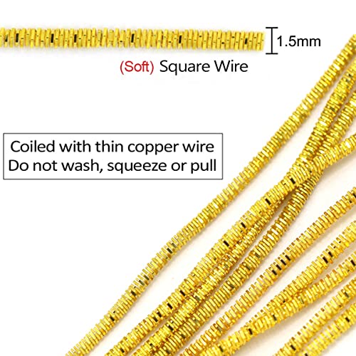 ECYC Ltd 10g 1.5mm French Bullion Wire, Spiral Copper Coil Wire French Coil Embroidery Wire French Metallic Wire Flexible Jewelry Wire for Embroidery, Beading, Jewelry Making, Garment Design - color: Orange