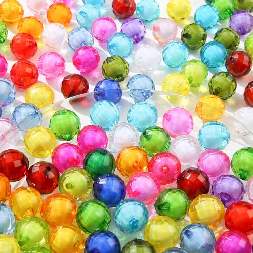 20mm Chunk Bubblegum Beads 180pcs Transparent, Colorful, Multifaceted Acrylic Bead Color Beadable Beads for Pen Bag Jewelry Making Necklace Bracelets (red&Green&Blue) - color: red&green&blue