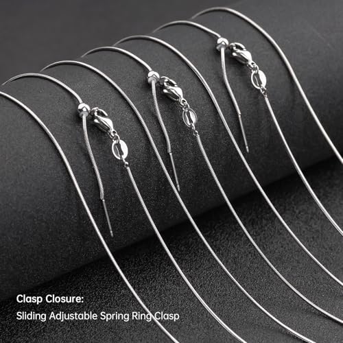 10Pcs Stainless Steel Round Snake Adjustable Chain Bulk for Jewelry Making 1mm Necklaces Chains for Women Personalized Jewelry - color: Silver Snake