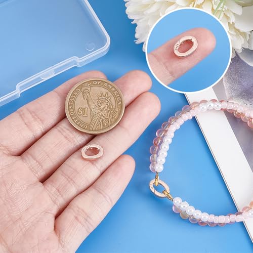 PH PandaHall 2Pcs 925 Sterling Silver Spring Gate Rings, Rose Gold Oval Spring Clasp Connector, Metal Necklace Shortener Jewelry Clasps for Necklace Bracelet Keychain Jewelry Making, 0.39x0.27