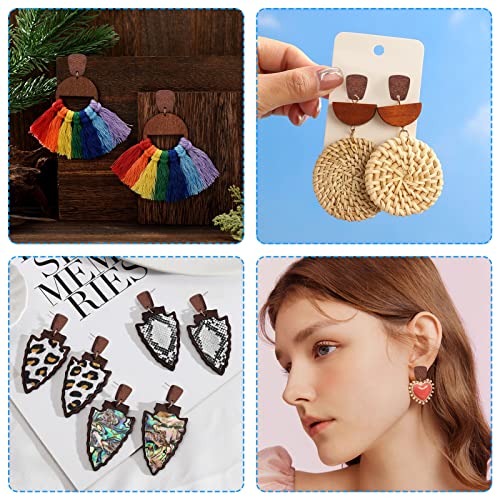 Wood Earring Studs for Jewelry Making,90Pcs Wood Earring Findings Wooden Stud Earrings Posts with Loop Trapezoid Earring Pin Studs Bulk with Ear Backs for Earrings Making Supplies Jewelry Findings - color: Trapezoid-90Pcs