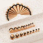 Longbeauty 14G-00G 36pcs Ear Gauges Stretching Kit Surgical Steel Tapers for Ears Gauge Starter Kits Single Flat Top Gauges Plugs for Women Men - color: Rosegold