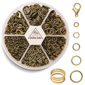 Handyman Crafts Jump Rings Kit With1000PCS Open Jump Rings 40PCS 12mm Lobster Clasps and Jump Rings Opener for Jewelry Making Keychains and Necklace Repair (Bronze) - color: Bronze