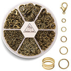 Handyman Crafts Jump Rings Kit With1000PCS Open Jump Rings 40PCS 12mm Lobster Clasps and Jump Rings Opener for Jewelry Making Keychains and Necklace Repair (Bronze) - color: Bronze