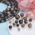 Cheriswelry 177pcs 6-12mm Round Natural Dragon Veins Agate Beads Loose Spacer Ball Beads 1mm Hole Gemstone Crafting Beads for DIY Earring Bracelet Necklace Jewelry Making - color: Natural Dragon Veins Agate