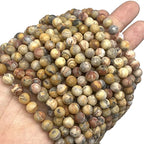 ABCGEMS Velvet-Matte-Finished Mexican Honey Crazy Lace Agate Beads (Enhance The Stone's Inherent Texture and Nature Hues with a Non-Glare Aesthetic) Smooth Round 8mm (Non-Shiny) - color: Honey Crazy Lace Agate (From Mexico)