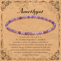 BONNY BOXX Natural Genuine Gemstone Faceted Round Beads Bracelets, 3mm Adjustable Stretchy Tiny Faceted Black Tourmaline Bracelet, Healing Crystal Reiki Chakra Dainty Jewelry Fashion Gifts - color: Amethyst