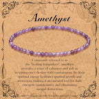 BONNY BOXX Natural Genuine Gemstone Faceted Round Beads Bracelets, 3mm Adjustable Stretchy Tiny Faceted Black Tourmaline Bracelet, Healing Crystal Reiki Chakra Dainty Jewelry Fashion Gifts - color: Amethyst