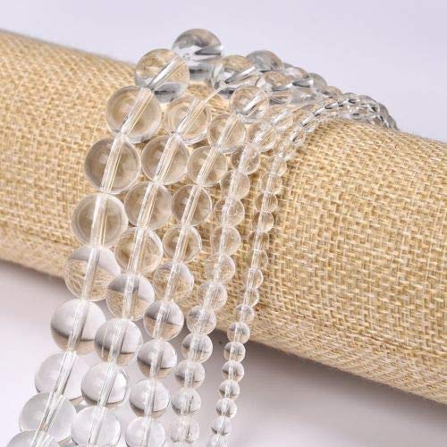 Natural Gemstone Clear Transparent Round Glass Crystal Quartz Loose Beads DIY Jewelry Choker Necklace Earrings Charms Findings Accessories 1 Strand 15.5 inches (6mm, Transparent) - color: Transparent, size: 6mm