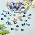 100Pcs/Set Flat Round Transparent Glass Cabochons with Pattern Eye Flatback Glass Dome Flatback Cab Beads for Photo Cameo Jewelry Making Necklace Ring DIY Crafts 12x4mm Blue Eye - color: 100Pcs-12x4mm-Blue Eye