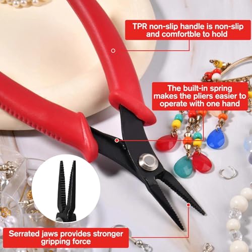 Long Nose Pliers Serrated Jaws Mini Needle Nose Pliers Tweezer Nose Pliers Chain Nose Plier Micro Precision Plier for Jewelry Craft Making Beading Hobby Work Craft Supplies - style: Long-Nose Pliers Serrated Jaws