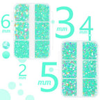 qiipii Aquamarine Green AB Resin Rhinestones w B7000 Glue for Bedazzling Crafting 2mm-6mm Flatback Jelly Stones Diamonds Gems for Face Eyes Makeup Tumblers Bottles DIY Crafts Clothes Shoes Phones Book - color: Aqua Green Ab