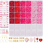 Goldwise Valentine's Day Friendship Bracelet Kit, Pink Beads, Jewelry Making Kit with Pink Clay Beads, Letter Beads and Charms, GIFS for Fans, Couples and Best Friends - size: Valentine's Day