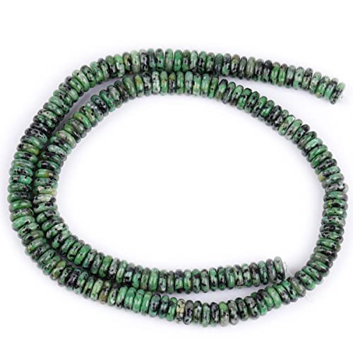 GEM-Inside 2x6mm Natural Green Zoisite Stone Semi-Gemstone Heishi Disc Rondelle Spacer Beads for Jewelry Making Full 15" Strand Energy Stone Healing Power Crystal - color: Green Zoisite