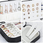 jiemei Jewelry Box, Travel Jewelry Organizer Cases with Doubel Layer for Women’s Necklace Earrings Rings and Travel Accessories (Black02) - color: Black02