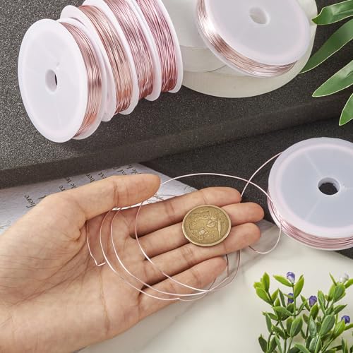Cheriswelry 26.25 Feet Copper Wires 20 Gauge 0.8mm Tarnish Resistant Pink Copper Jewelry Wire Round Bendable Metal Beading Wire for Jewelry Making Weaving Gardening - size: 20 Gauge(0.8mm)