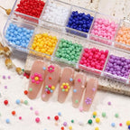1000Pcs Resin Macaron Beads, 2-3.5mm 3D Round Bubble Balls Summer Macaron Candy Sweet Colors Nail Ball Beads with Tweezers and Dual-end Brush (20-K1-colorful-beads) - color: 20-K1-colorful-beads