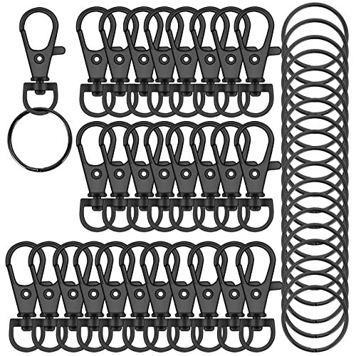 70PCS Swivel Snap Hooks with Key Rings, Metal Lobster Claw Clasp, Keychain Rings for Crafts(Gun Black, 1.25inch(32mm) - color: gun black, size: 32mm
