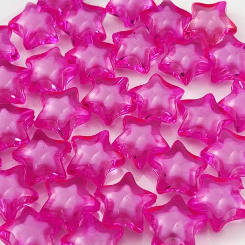 50pcs 18mm Acrylic Star Beads Spacer Beads for DIY Jewelry Making Bracelet Necklace Key Chains Handmade Craft(Rose Red) - color: Rose Red, size: 18mm