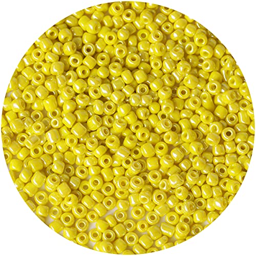 Bala&Fillic Opaque Light Yellow Pearl Color 4mm Seed Beads About 1200pcs/100Grams in Bag, 6/0 Glass Craft Beads for Making Bracelet and Necklace (Light Yellow Pearl) - color: Light Yellow Pearl -4mm