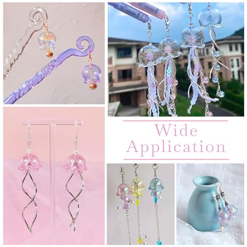 FASHEWELRY 10Pcs 21mm Glass Flower Bead Caps for Wind Chime Fishing Glass Bead Lilac Jellyfish Beads Cute Beads for Bracelets Jewelry Making - color: 21mm，Lilac