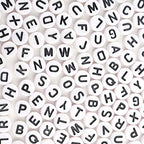 Song Xi 1200pcs White Round Acrylic Alphabet Beads - Black Letter Beads 4x7mm for Bracelets and Jewelry Making Key Chains - color: 1200pcs white black letter
