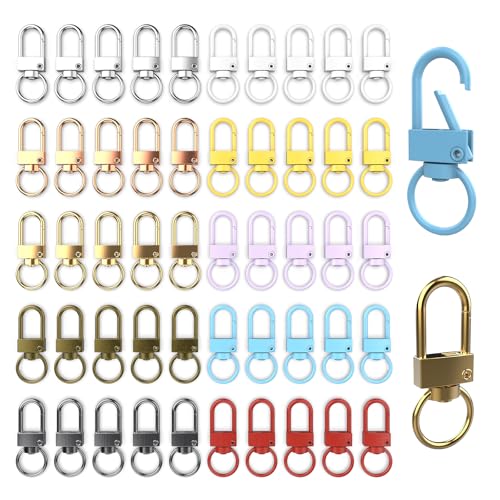 100Pcs Metal Lobster Claw Clasps 360° Colorful Swivel Lanyards Keychain Trigger Snap Hooks Strap with Key Rings Keychain Clips Connector for Jewelry Making Bag Charms DIY Accessories (Macaron Color) - color: Macaron color