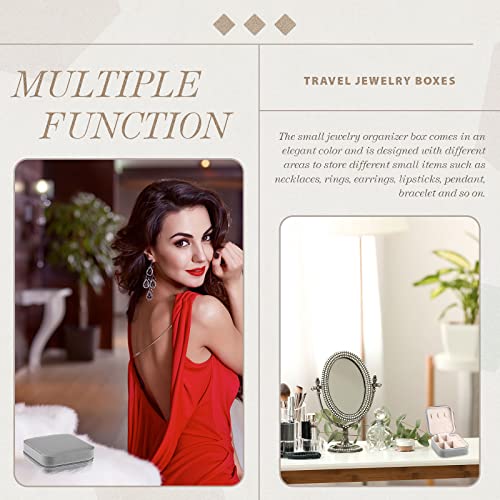 Yinkin 12 Pcs Mini Travel Jewelry Case Bridesmaid Proposal Gift Boxes, Small PU Leather Earring Organizer, Bulk Travel Accessories Portable Jewelry Holder(Gray) - color: Gray