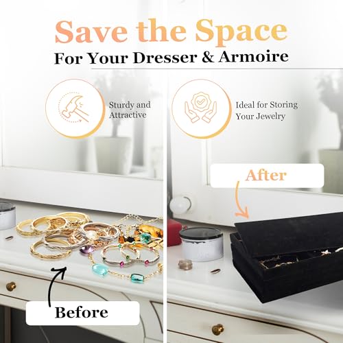 Velvet Jewelry Organizers and Storage Tray – 5 PC Protect and Display Your Jewelry with Style – Stackable, Durable, and Ideal for Drawers and Vanity Tables