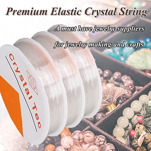 Whale Stretchy String for Bracelets, 3 Rolls Clear Elastic String for Jewelry Making 0.6mm 15mRoll Jewelry Beading Wire Crystal Craft Wire Stretch Cord for Seed Beads Pony Beads (3 Rolls)