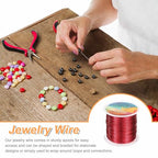 HARFINGTON Wire 328ft Length 26 Gauge Copper Craft Jewelry Wrapping Wire Tarnish Resistant Beading for Jewelry Making Supplies Crafting, Bright Red - color: Bright Red