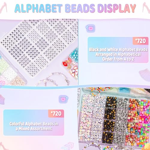 Goldwise Friendship Bracelet Kit, 16000 pcs with Seed Beads (2/3/4mm), Clay Beads, 7 Styles Letter Beads (A-Z), Variety of Charms, DIY Jewelry Making Crafts - size: 6 BOXES