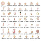 40pcs(20PAIRS) Assorted Gold Tone Enamel Animals Fruit Moon Star Dainty Dangle Flowers Pendants Charms for Jewelry Making Necklace Bracelet, Pink Theme