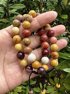 GAF TREASURES Grade A ++ Gemstone Round Bead Adjustable Bracelet 10mm, Genuine Crystal Bead Bracelet, Gift for Men & Women - color: Mookaite