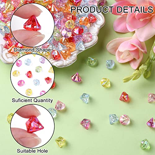 DanLingJewelry 900Pcs Random Color Faceted Acrylic Beads Diamond Shaped Loose Spacer Beads for DIY Bracelet Necklace Earring Crafting - color: 900pcs - Random Diamond