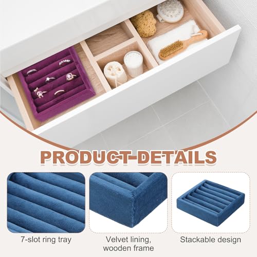 uxcell Stackable Jewelry Storage Tray, Jewelry Tray Drawer Organizer, Small Display Box for Earrings, Necklaces, Rings and Bracelets, Dark Blue - color: Dark Blue