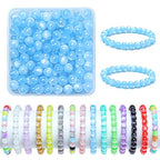 200pcs Glass Beads for Bracelets, 8mm Crystal Glass Round Beads for Jewelry Making, DIY Crafts, Single Box (Sky Blue) - color: Sky Blue