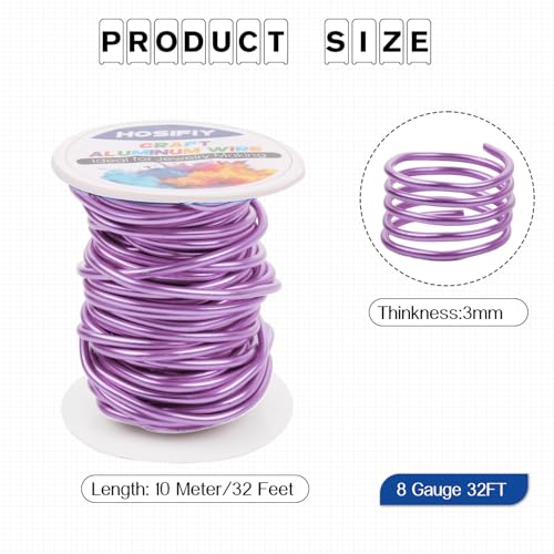 8 Gauge Aluminum Craft Wire, 3mm Jewelry Wire for Jewelry Making Supplies and DIY Metal Craft Art (Lilac, 32 Feet) - color: Lilac, size: 8Gauge 32FT