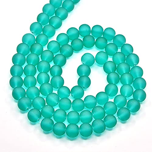 FASHEWELRY 200Pcs Transparent Frosted Glass Bead 4mm Matte Crystal Glass Loose Beads for DIY Jewelry Making (Light Sea Green) - color: Light Sea Green