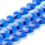 Cheriswelry 100pcs Blue Heart Glass Beads 14mm Transparent Glass Heart Shape Beads Faceted Crystal Loose Spacer Beads for DIY Earring Bracelet Necklace Crafting Jewelry Making - color: Blue